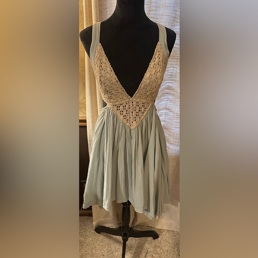 Free People Crocheted Pleated Dress